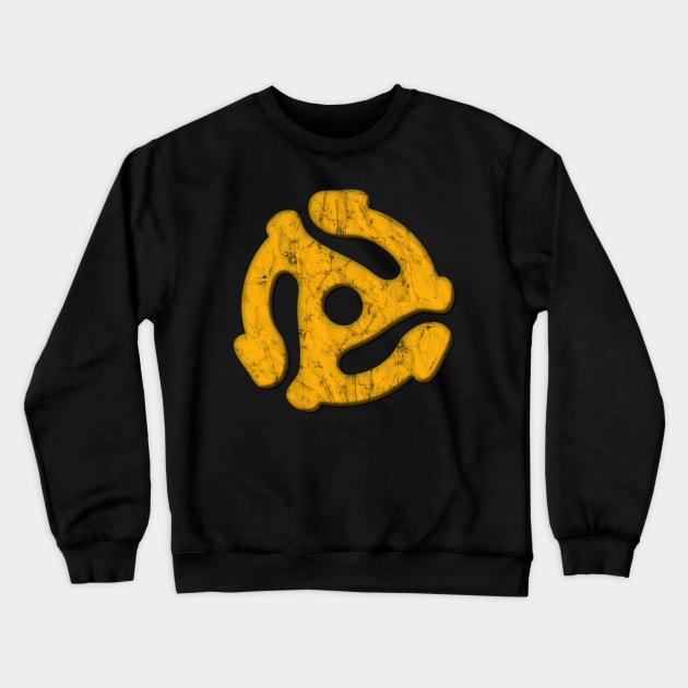 45 Record Adapter (Distressed) Crewneck Sweatshirt by Doc Multiverse Designs